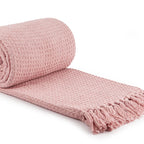 Blush Pink Honeycomb Recycled Cotton Throw