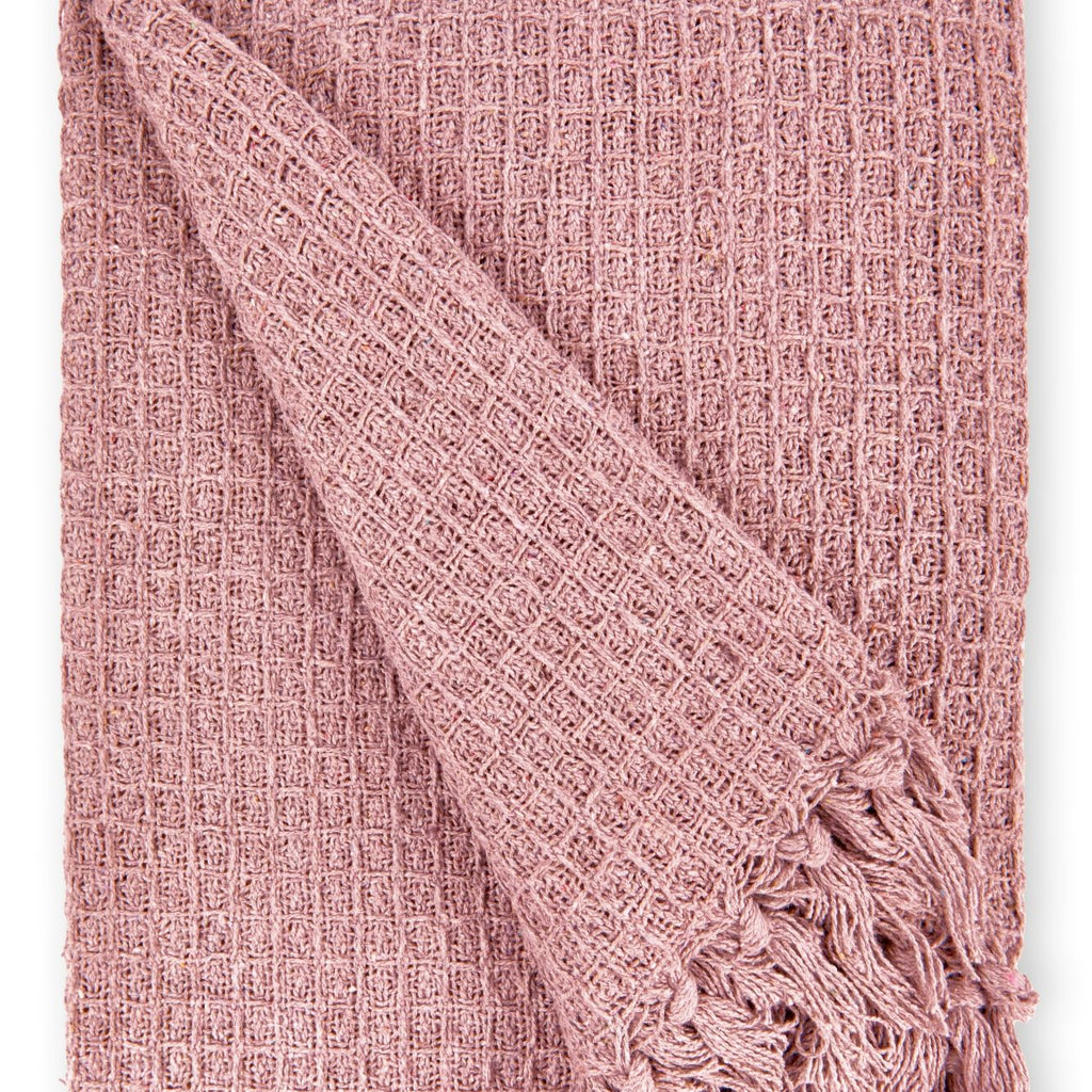 Blush Pink Honeycomb Recycled Cotton Throw