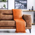 Orange Honeycomb Recycled Cotton Throw