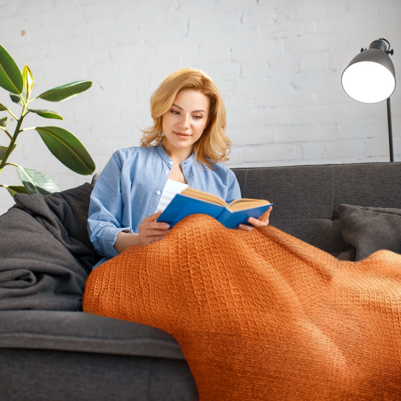 Orange Honeycomb Recycled Cotton Throw