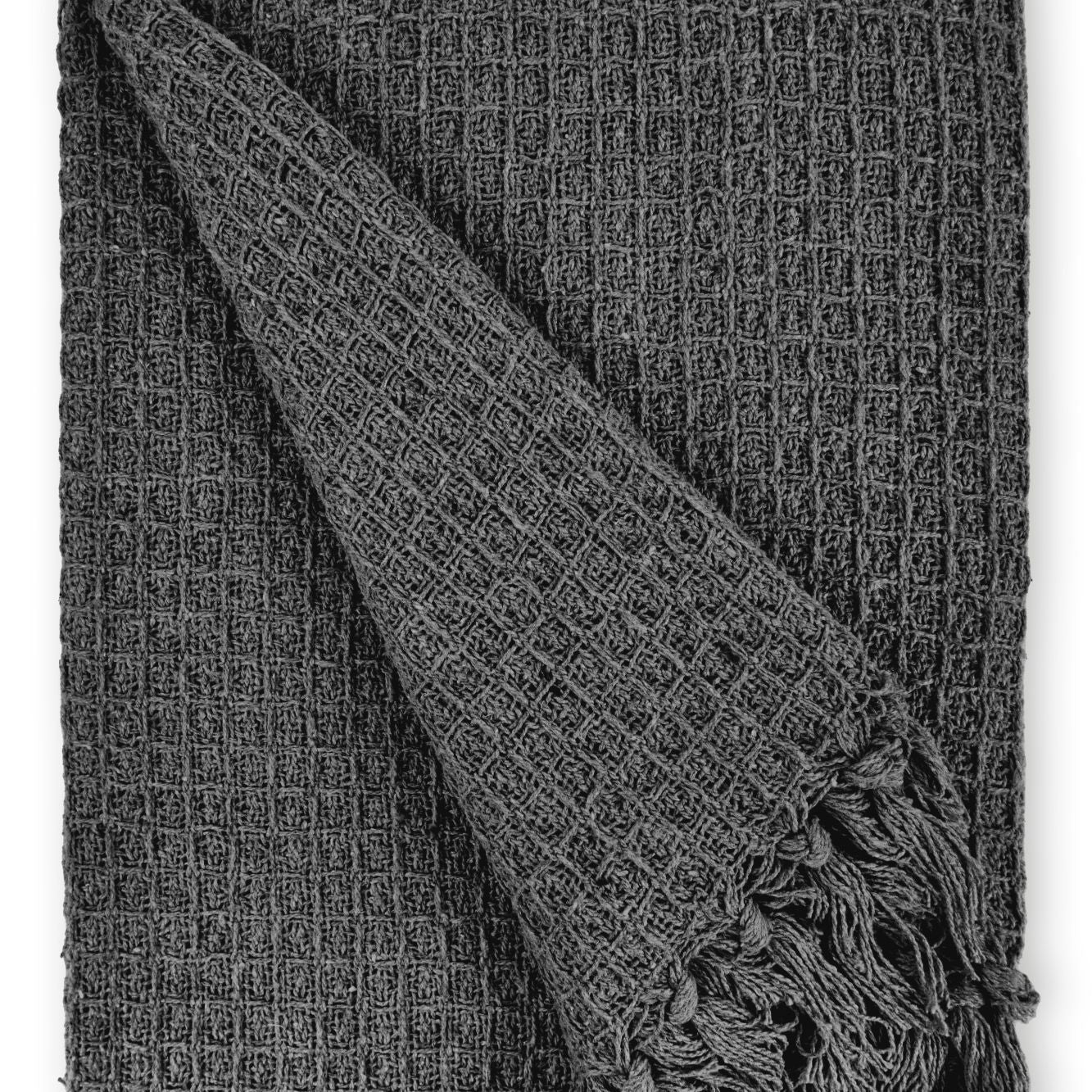 Charcoal Honeycomb Recycled Cotton Throw