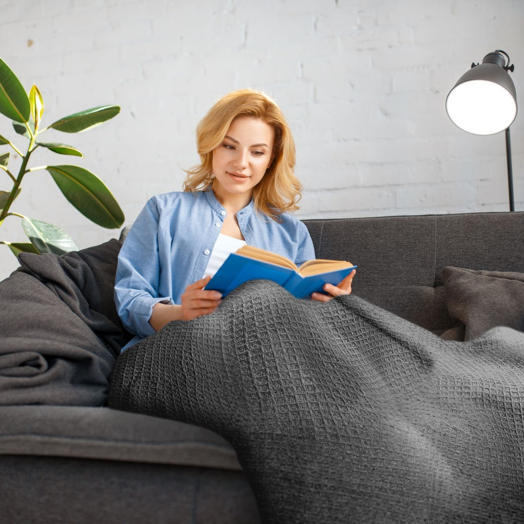 Charcoal Honeycomb Recycled Cotton Throw
