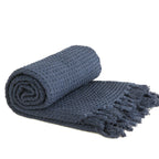 Navy Honeycomb Recycled Cotton Throw