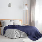 Navy Honeycomb Recycled Cotton Throw