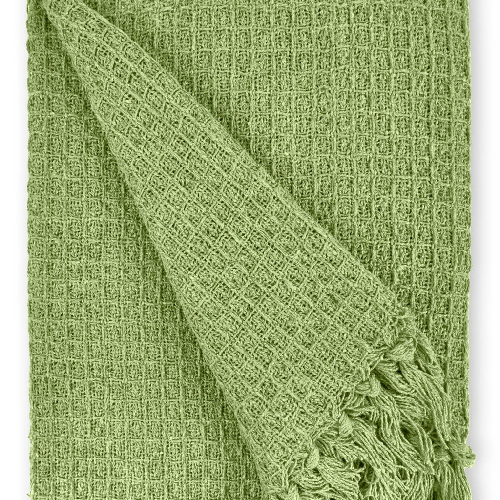 Pistachio Green Honeycomb Recycled Cotton Throw