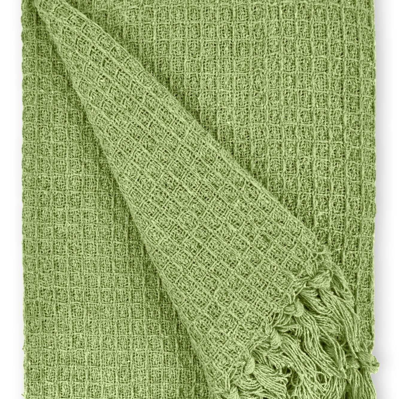 Pistachio Green Honeycomb Recycled Cotton Throw