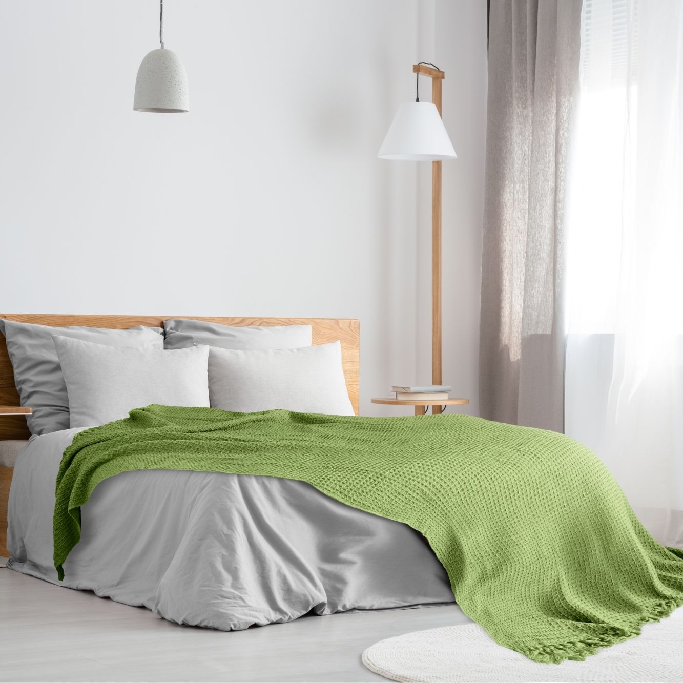 Pistachio Green Honeycomb Recycled Cotton Throw