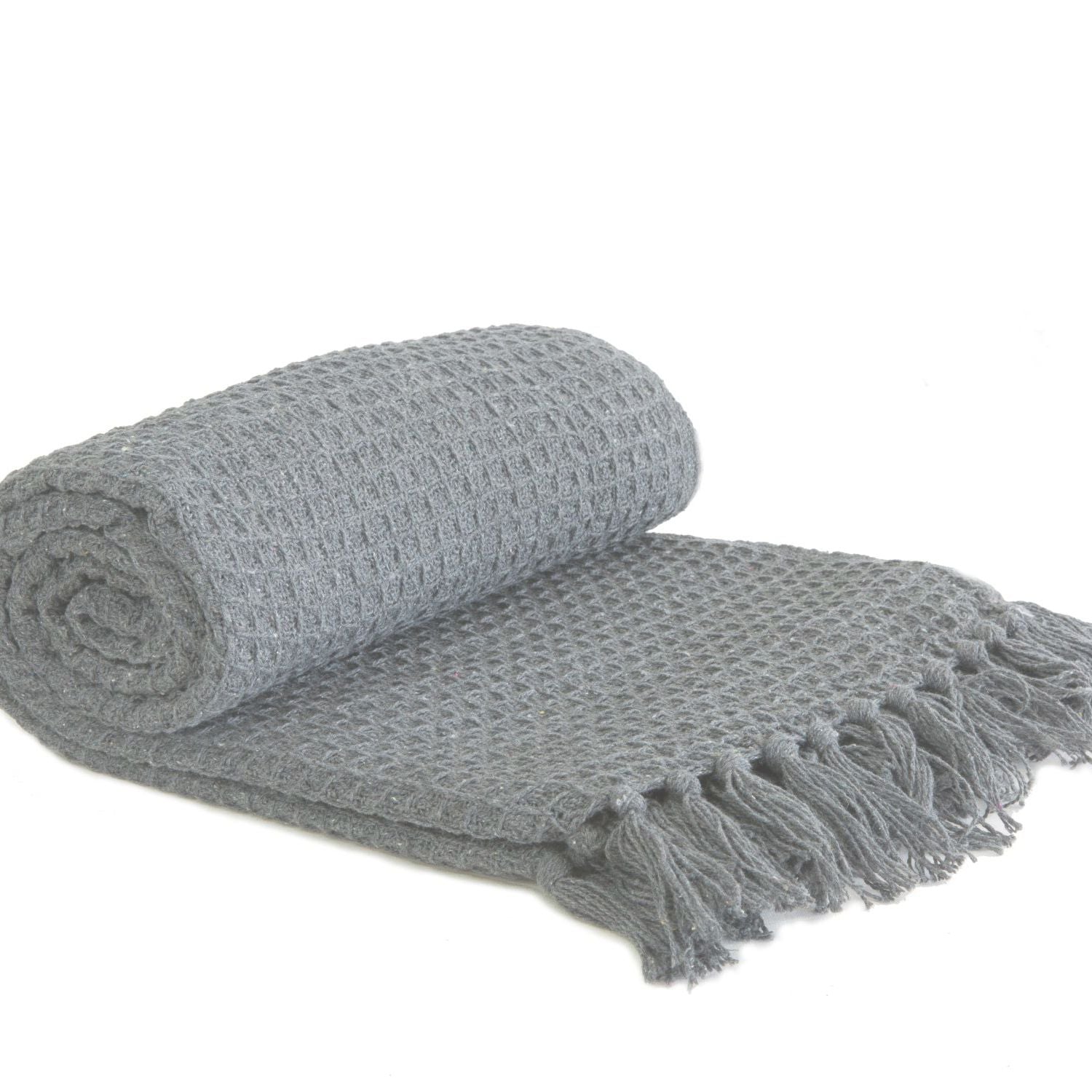 Silver Honeycomb Recycled Cotton Throw