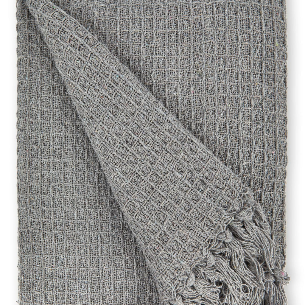 Silver Honeycomb Recycled Cotton Throw