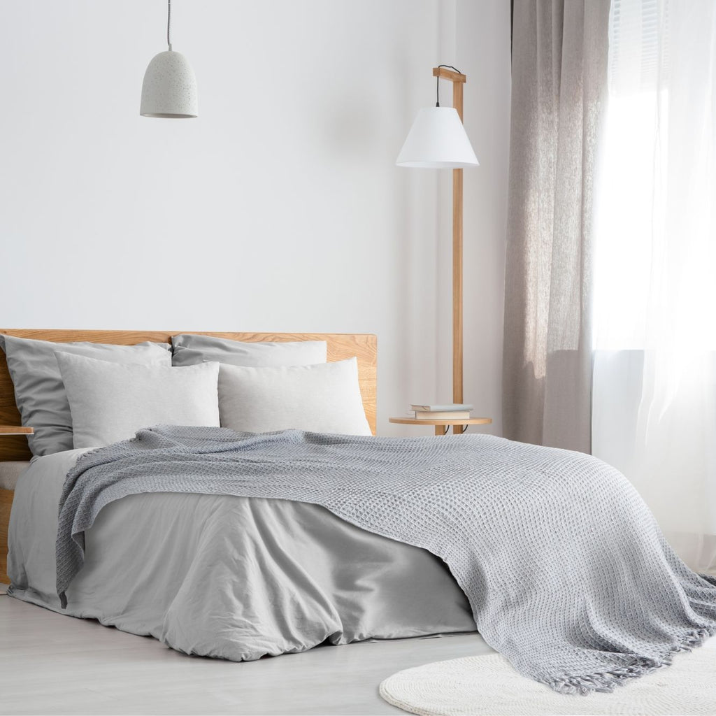 Silver Honeycomb Recycled Cotton Throw