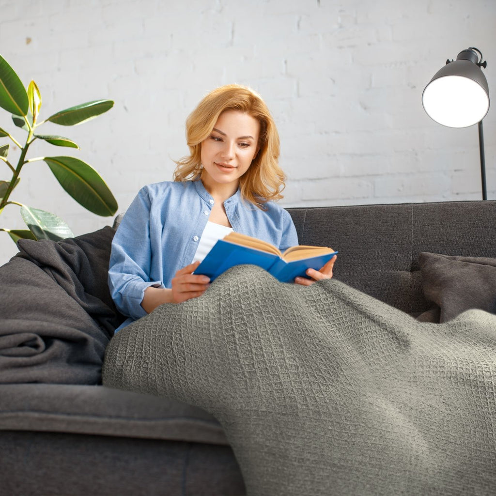 Silver Honeycomb Recycled Cotton Throw