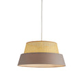Rattan And Grey Linen Light Shade