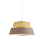 Rattan And Grey Linen Light Shade
