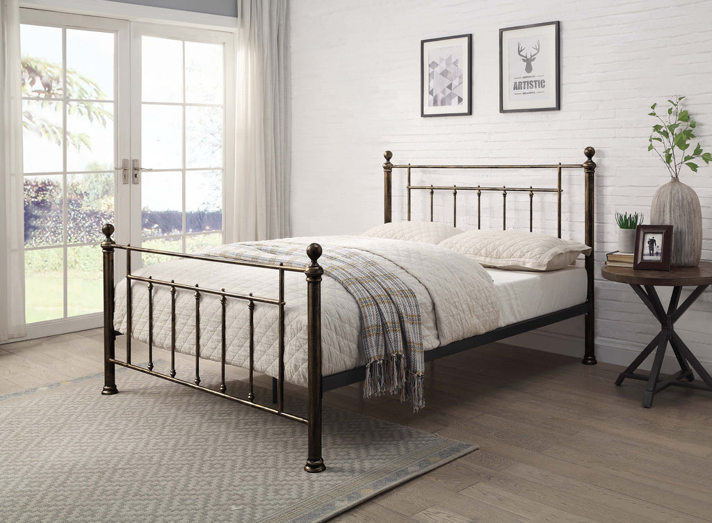 Harpenden Brushed Brass Metal Bed