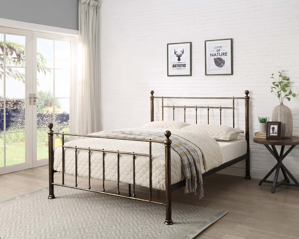 Harpenden Brushed Brass Metal Bed