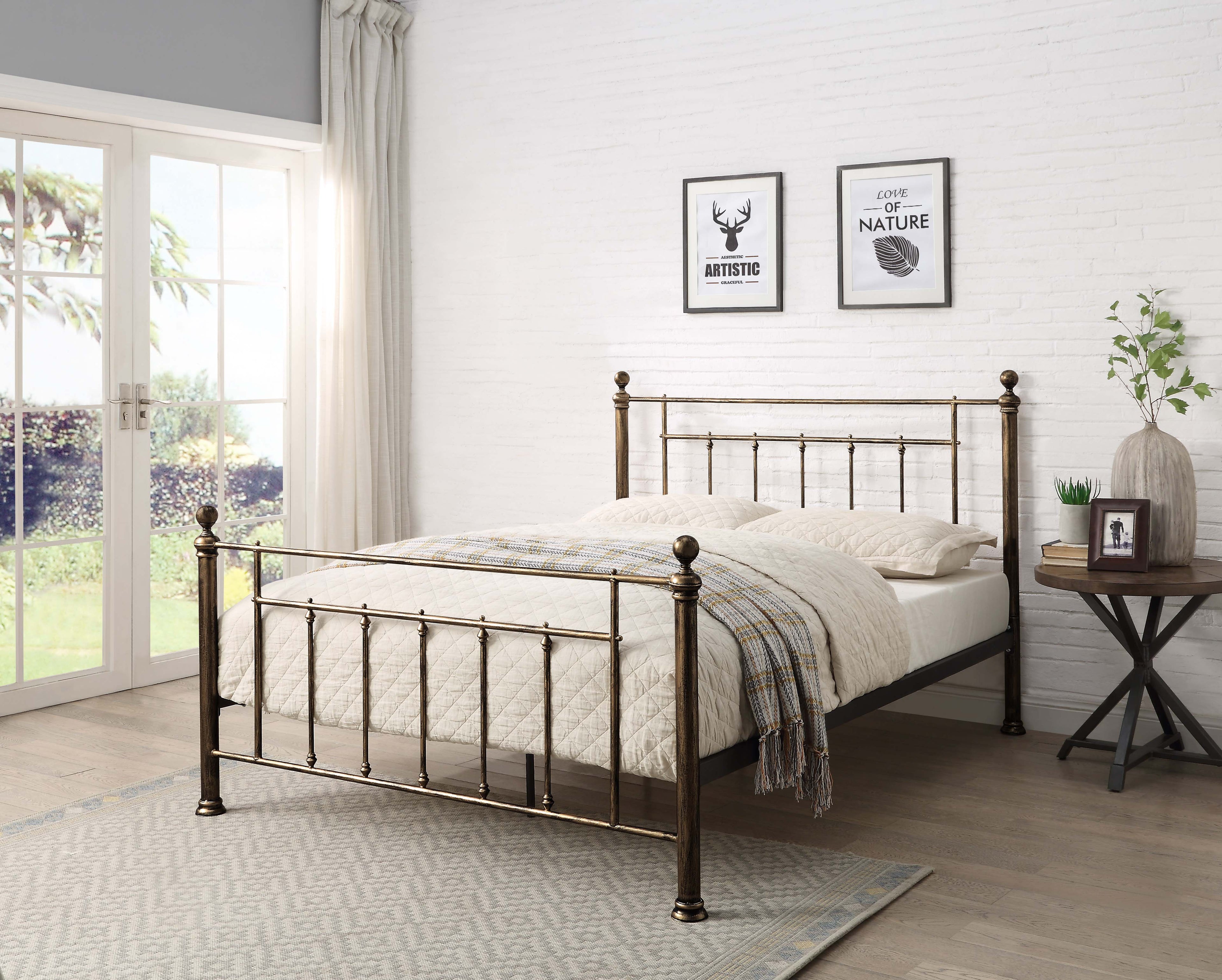 Harpenden Brushed Brass Metal Bed