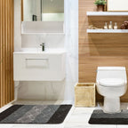 Halo Black Tonal Stripe 2 Piece Bath Mat Set