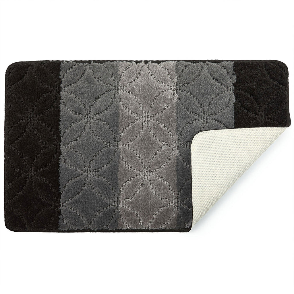 Halo Black Tonal Stripe 2 Piece Bath Mat Set