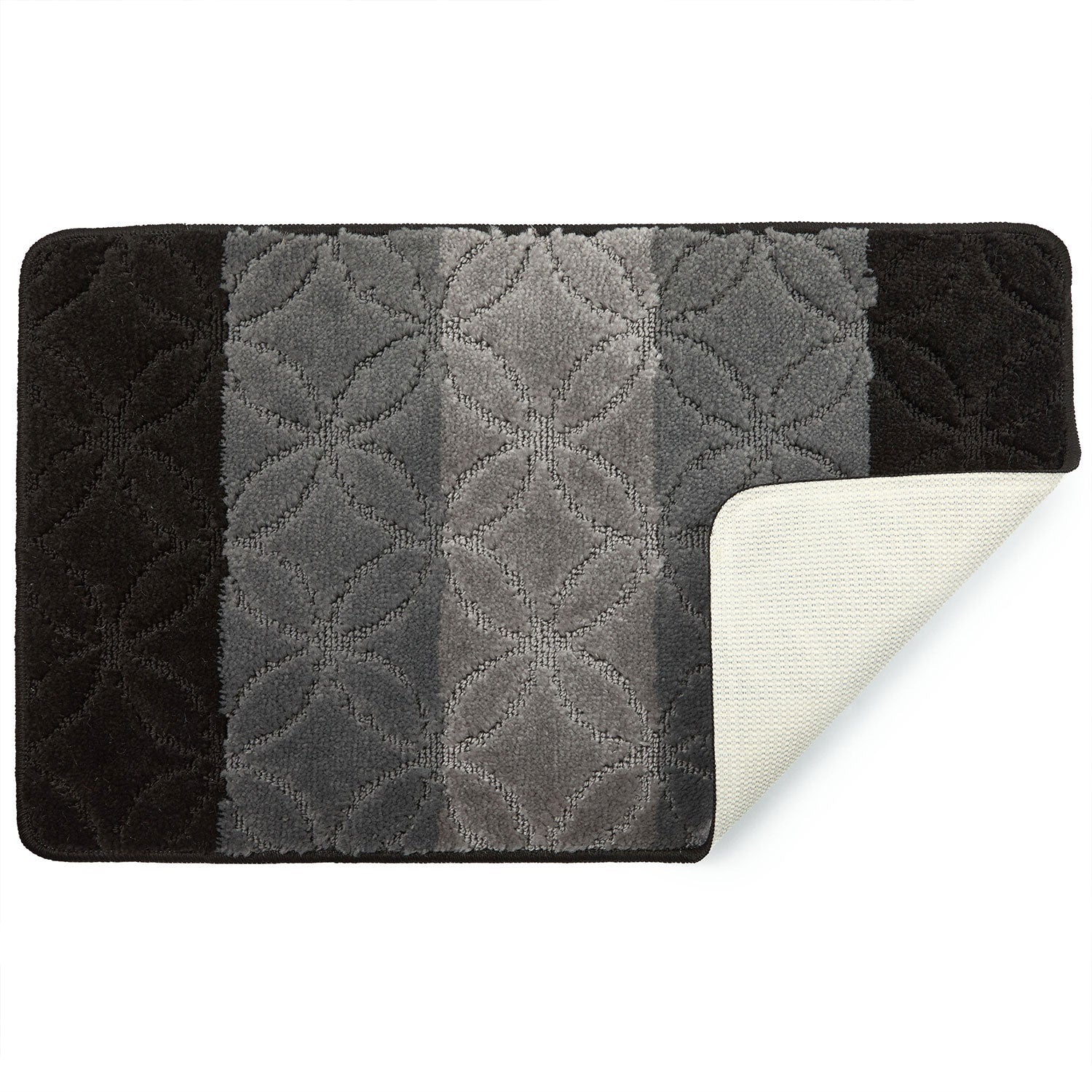 Halo Black Tonal Stripe 2 Piece Bath Mat Set