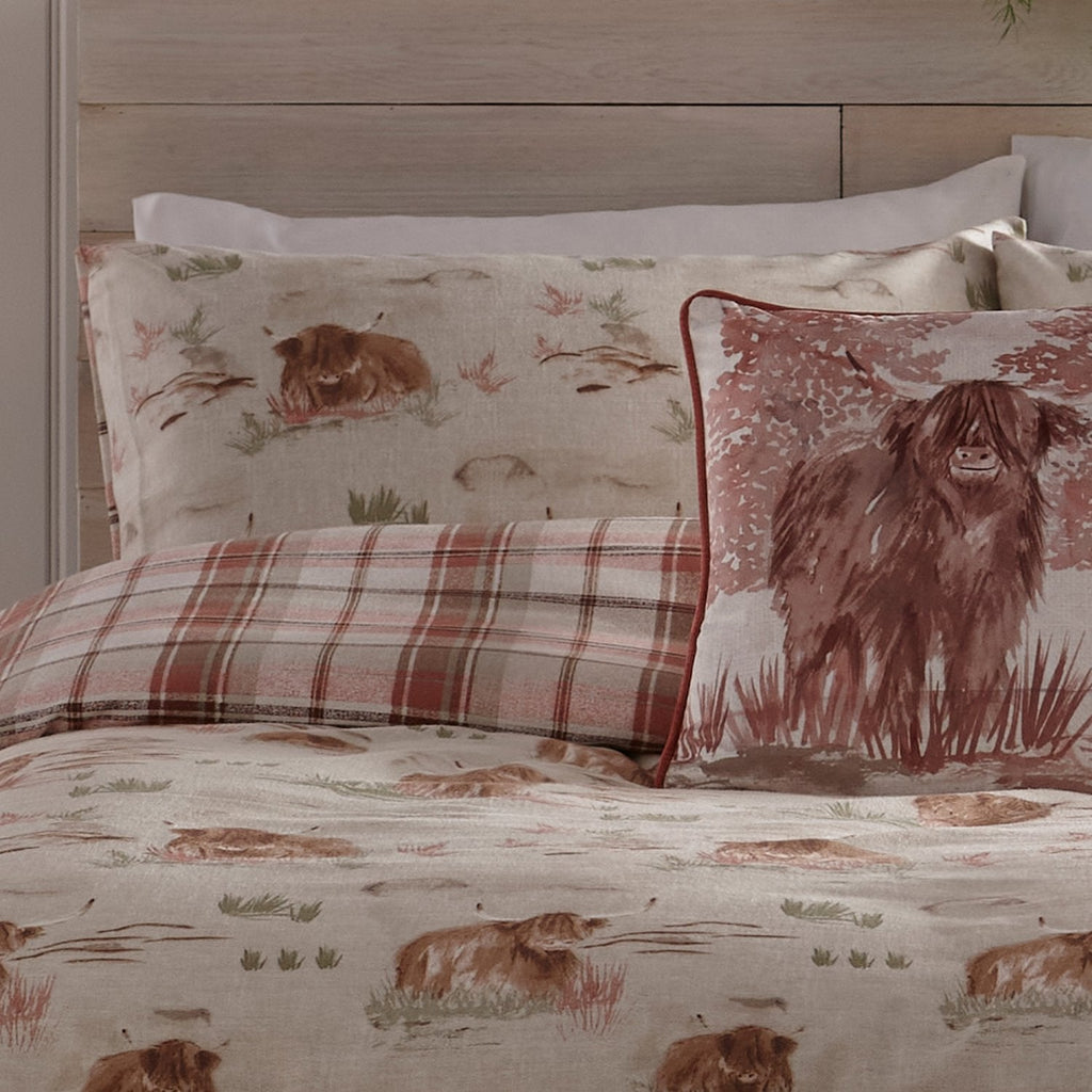 Hanson Highland Cow Terracotta Brushed Cotton Duvet Set