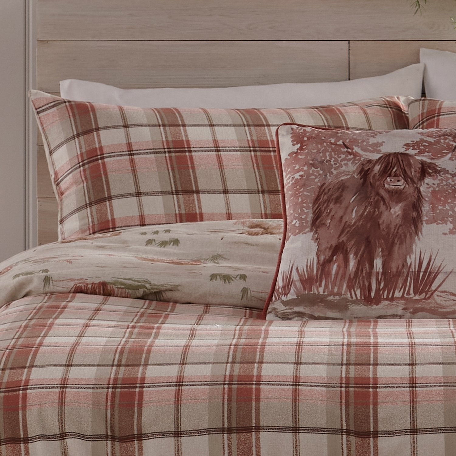 Hanson Highland Cow Terracotta Brushed Cotton Duvet Set