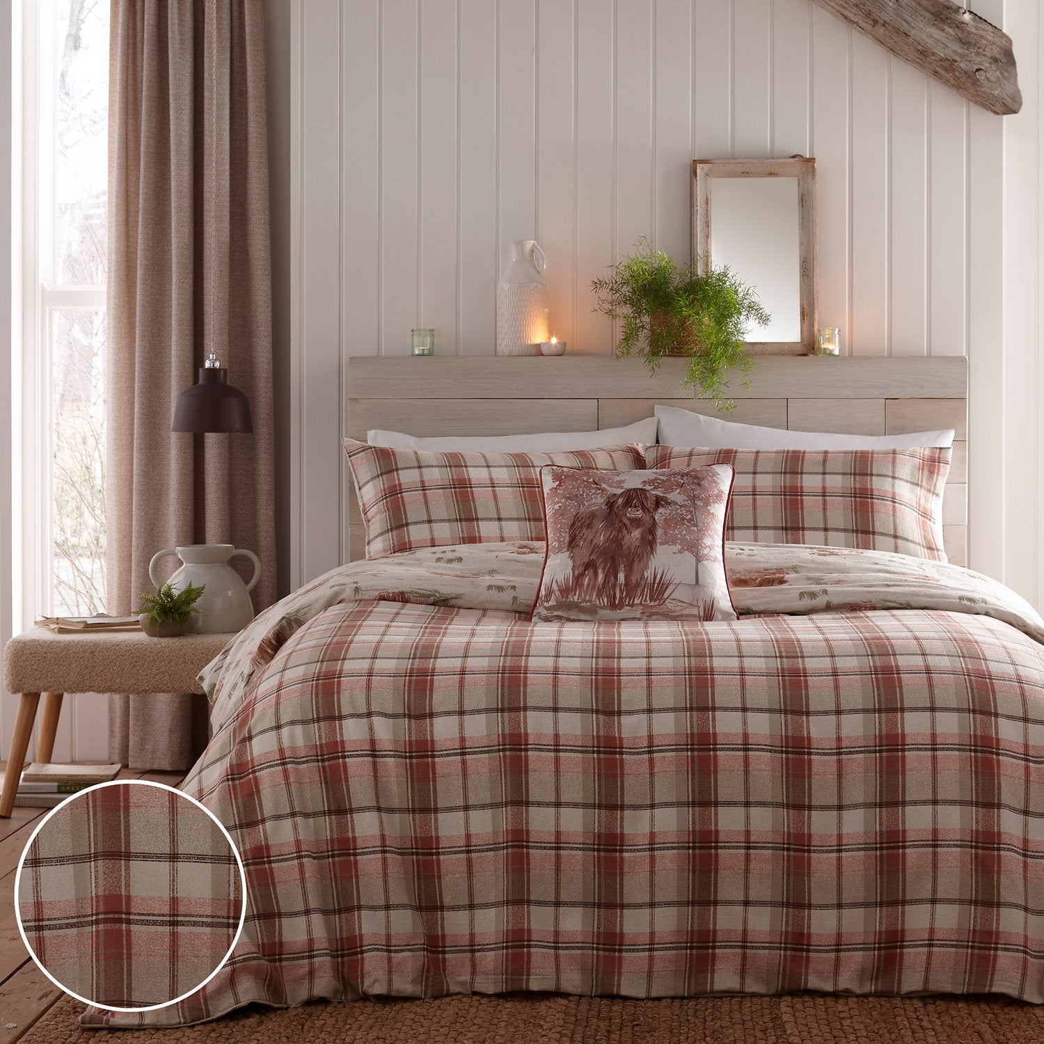 Hanson Highland Cow Terracotta Brushed Cotton Duvet Set