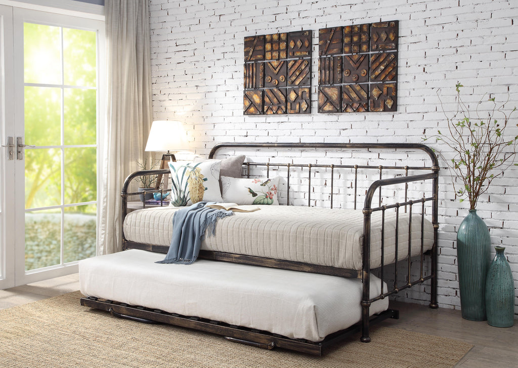 Harlow Brushed Antiqued Metal Day Bed With Trundle