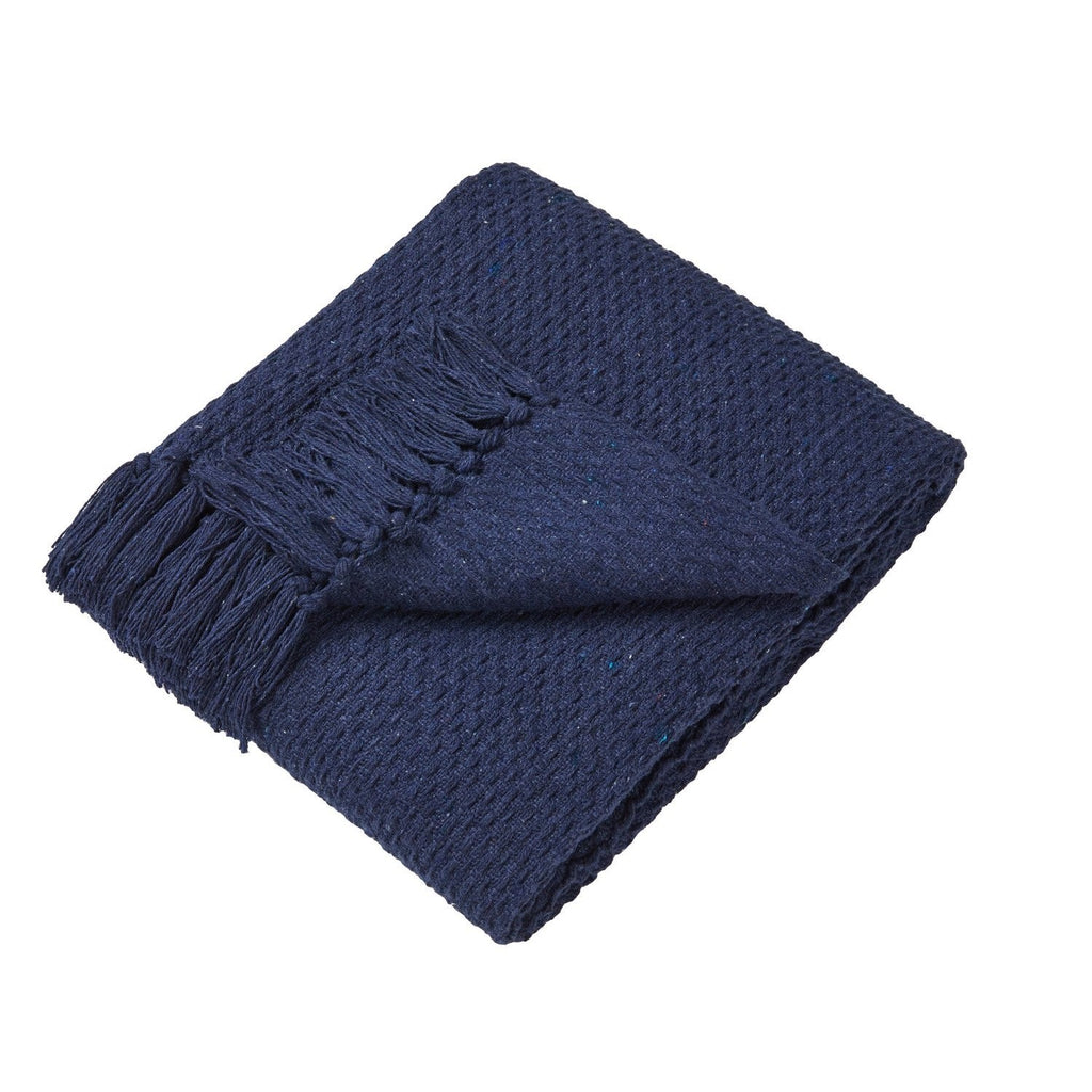 Hayden Navy Large Cotton Throw (200cm x 200cm)
