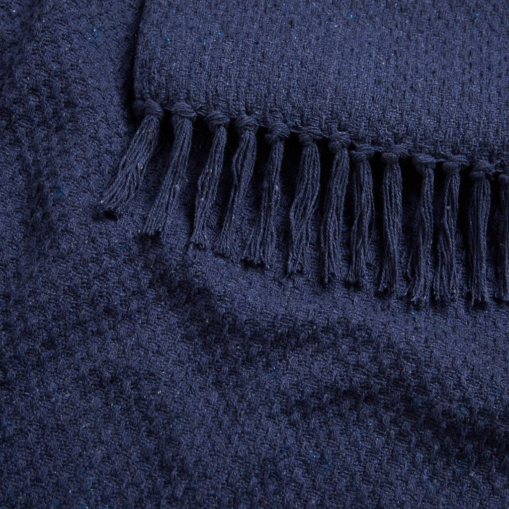 Hayden Navy Large Cotton Throw (200cm x 200cm)