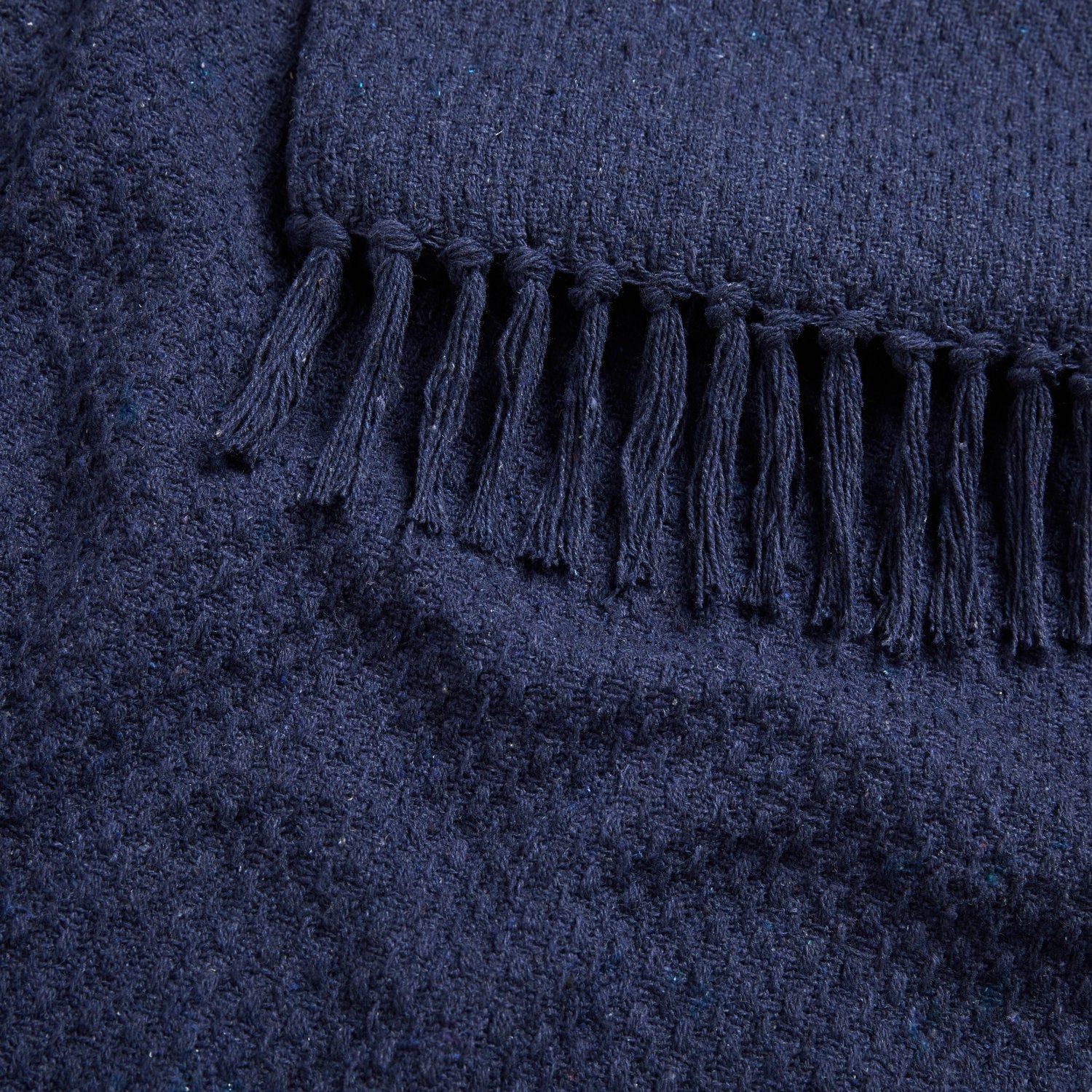 Hayden Navy Large Cotton Throw (200cm x 200cm)