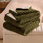 Silentnight Green Cable Knit Heat Genie Self Heating Blanket