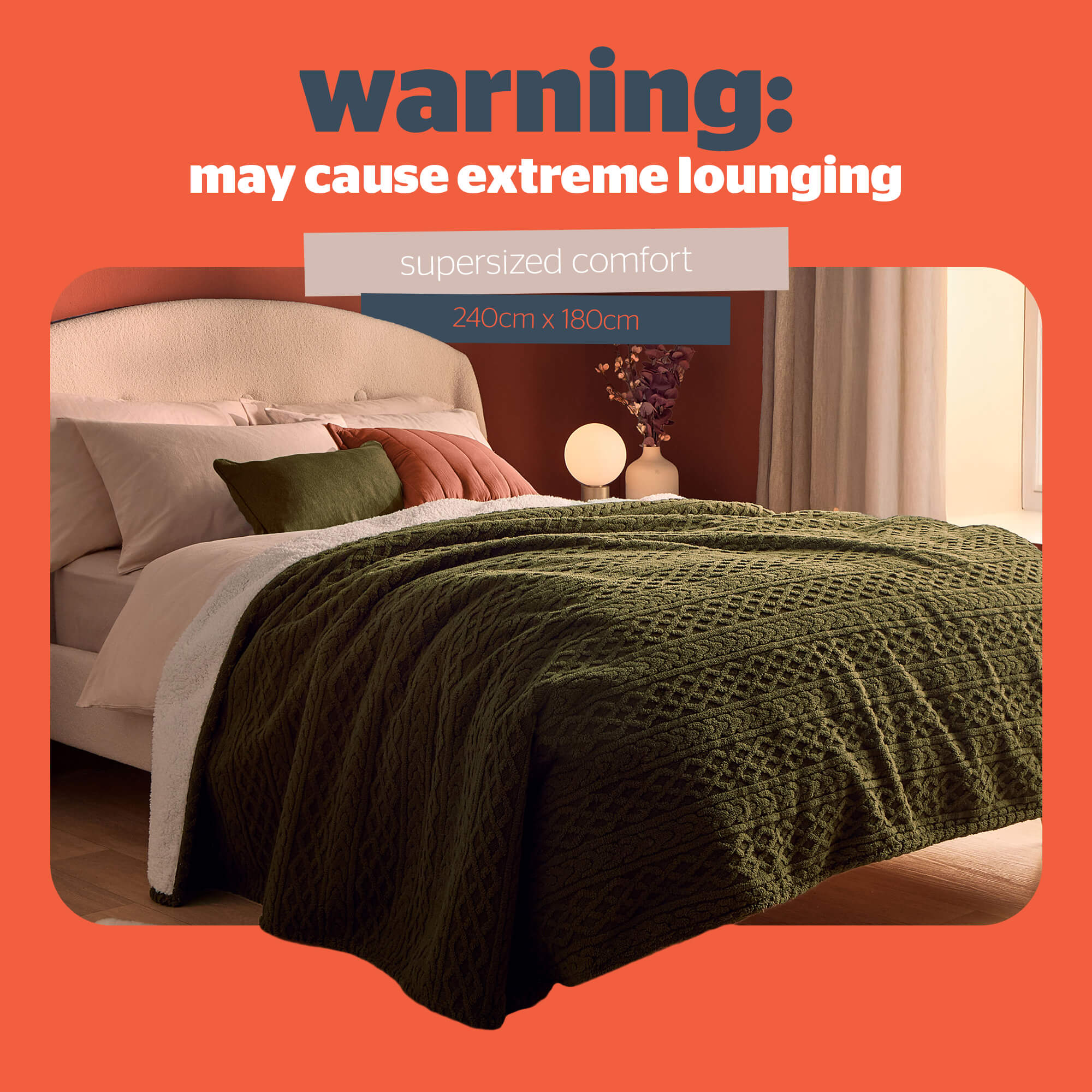 Silentnight Green Cable Knit Heat Genie Self Heating Blanket