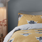Highland Cow Ochre Brushed Duvet Set