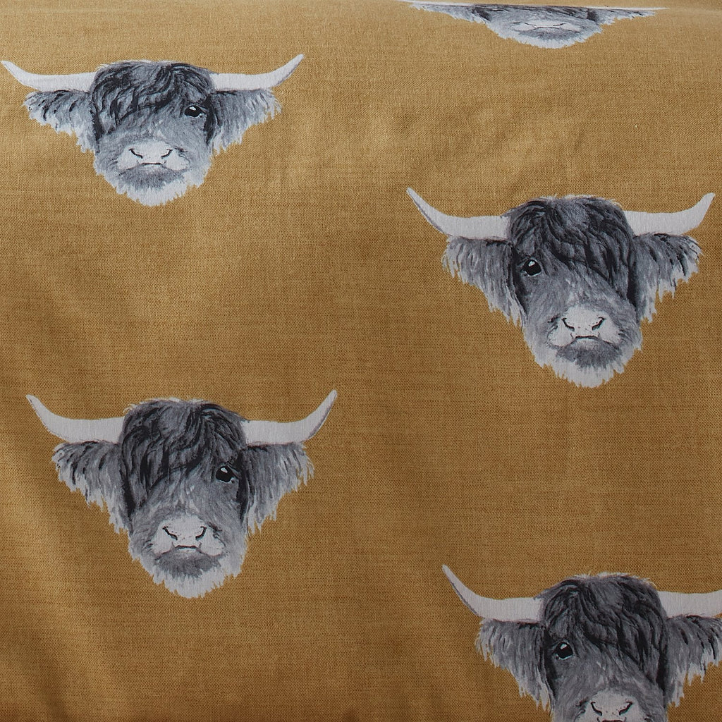 Highland Cow Ochre Brushed Duvet Set