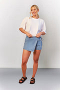 Mid Blue Tie Side Denim Skort