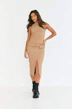 Structured Split Front Co-Ord Midi Skirt