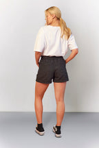 Black Denim Paper Bag Shorts