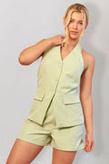 Mint Green Halterneck Co-Ord Waistcoat