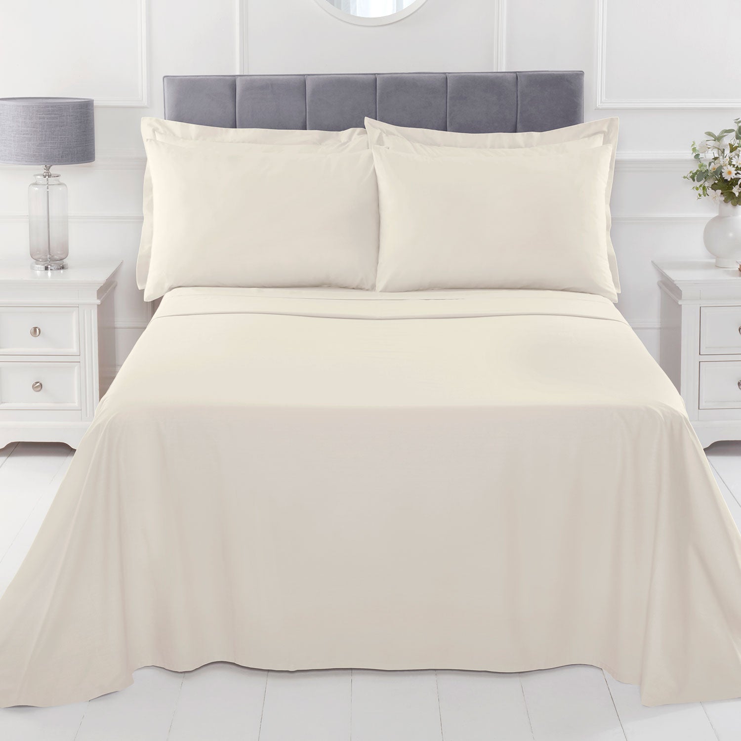 100% Cotton 180TC Cream Flat Sheet