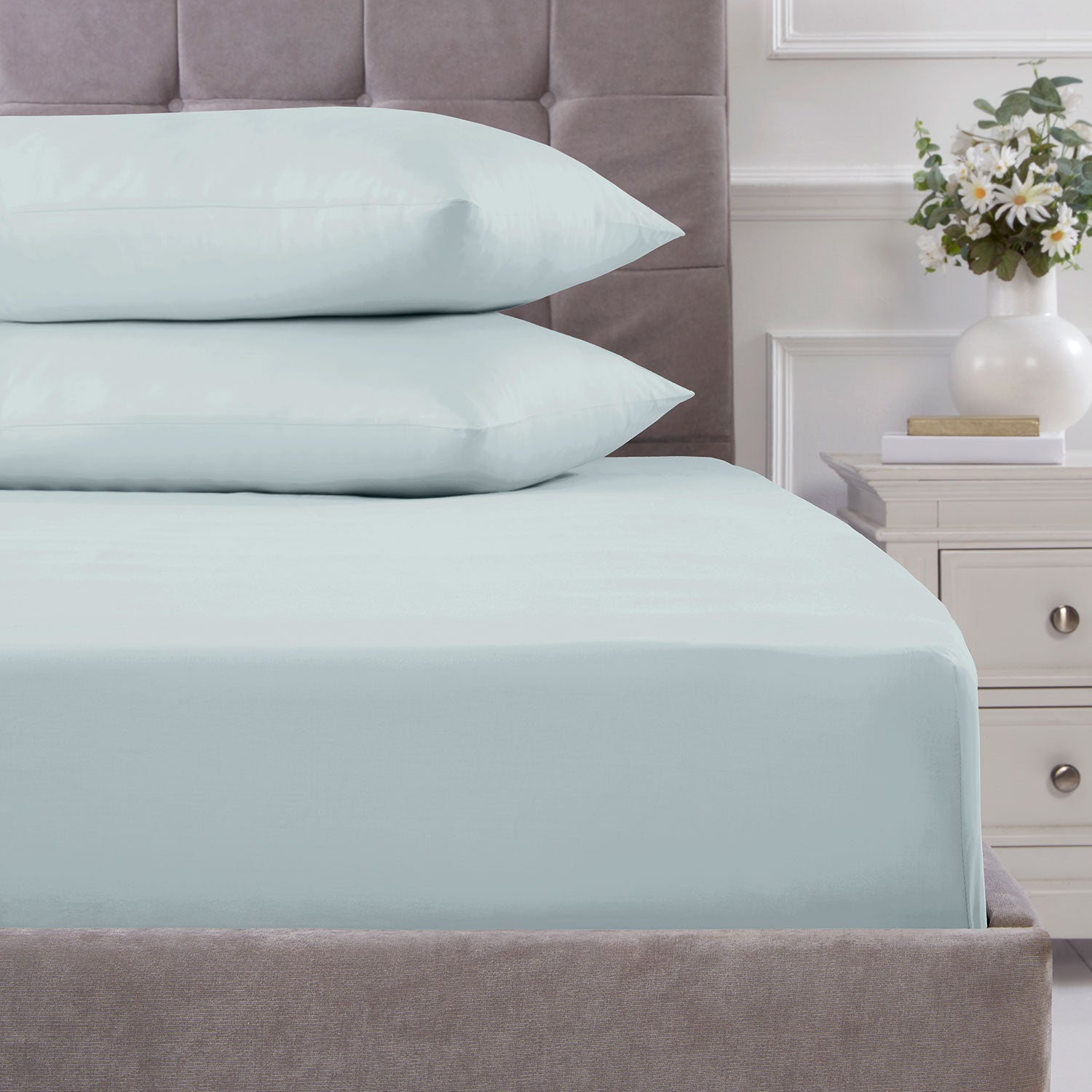 100% Cotton 180TC Duckegg Fitted Sheet