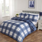 Seattle Navy Check Reversible Super Soft Duvet Set