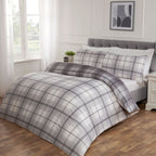 Seattle Grey Check Reversible Super Soft Duvet Set
