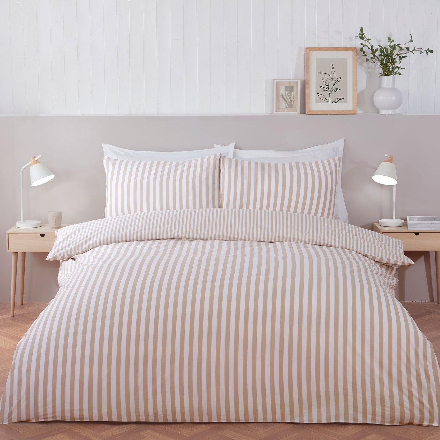 Cool Comfort Natural Stripe Cotton Lyocell Duvet Set