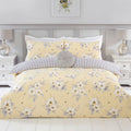 Flower Bee Lemon Yellow Reversible Duvet Set
