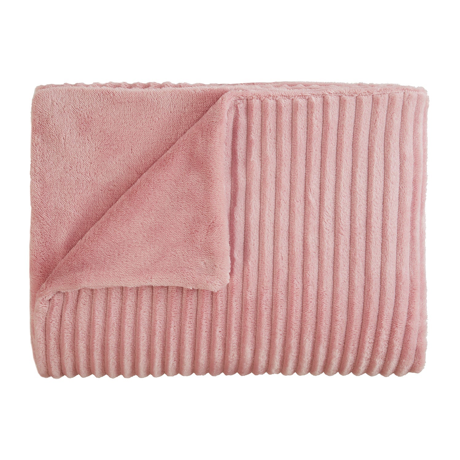 Brooklyn Blush Chunky Ribbed Fleece Throw (130cm x 180cm)