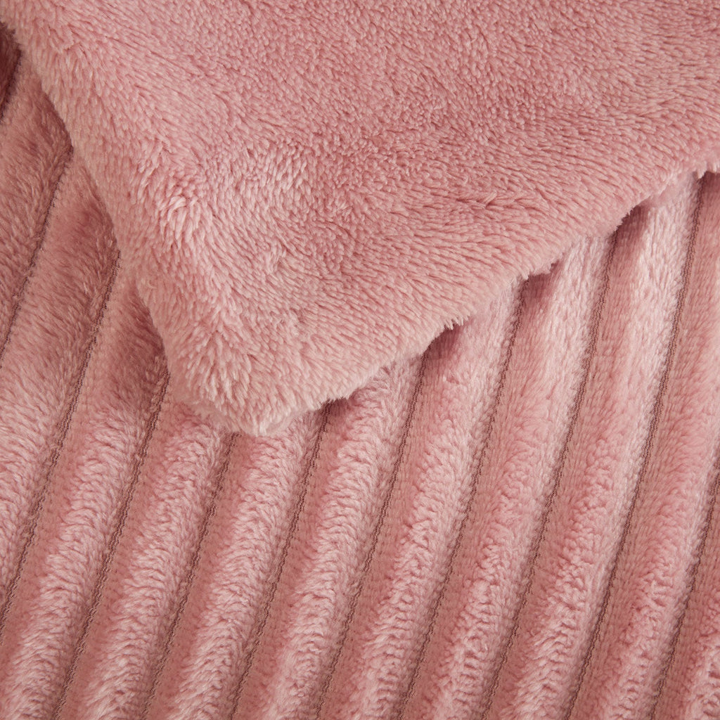 Brooklyn Blush Chunky Ribbed Fleece Throw (130cm x 180cm)