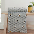 Bee Silver Grey Printed Fleece Throw (130cm x 150cm)