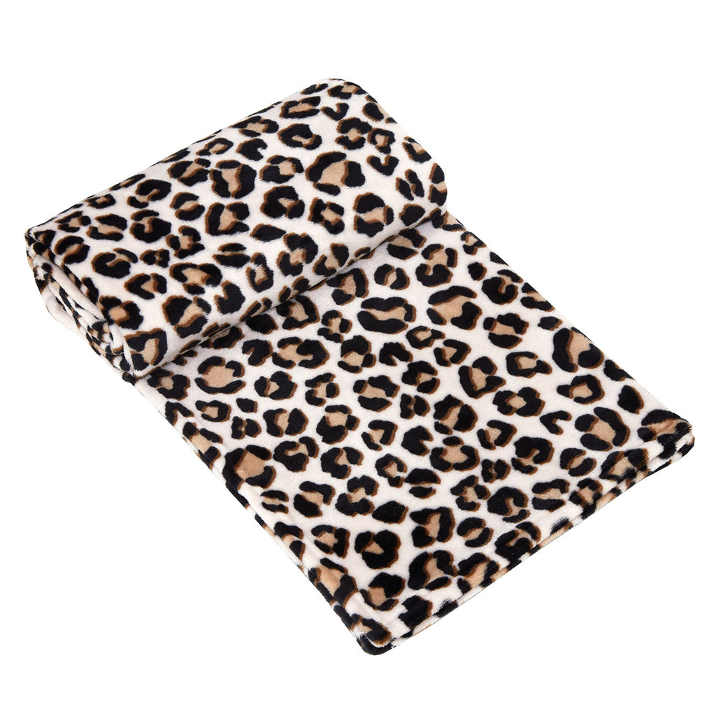 Leopard Print Natural Fleece Throw (130cm x 150cm)