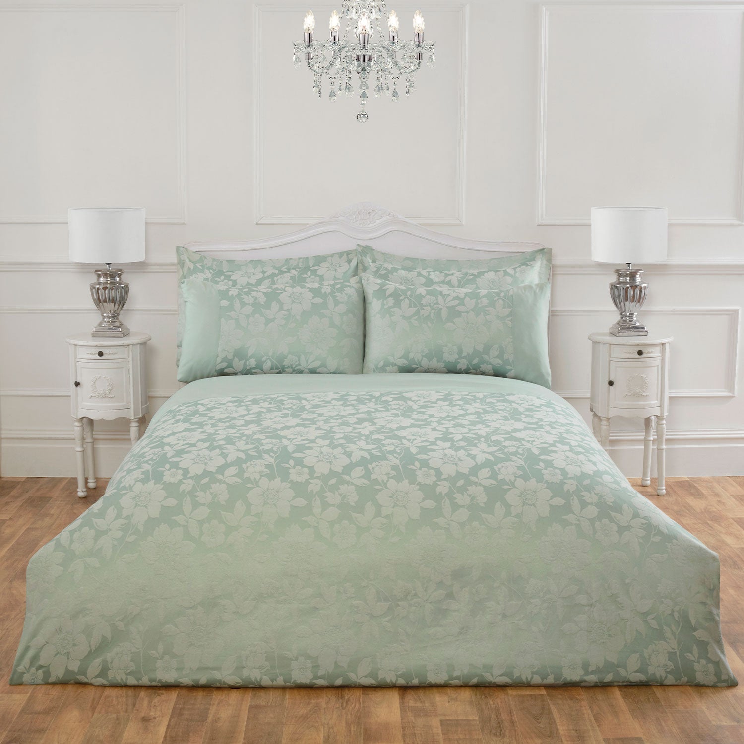Lottie Soft Green Luxury Cotton Rich Jacquard Duvet Cover