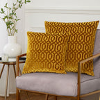 Mayfair Ochre Cut Velvet Large Cushion (55cm x 55cm)
